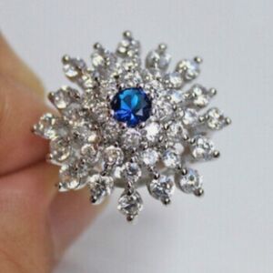 New simulated sapphire cz white gold filled ring